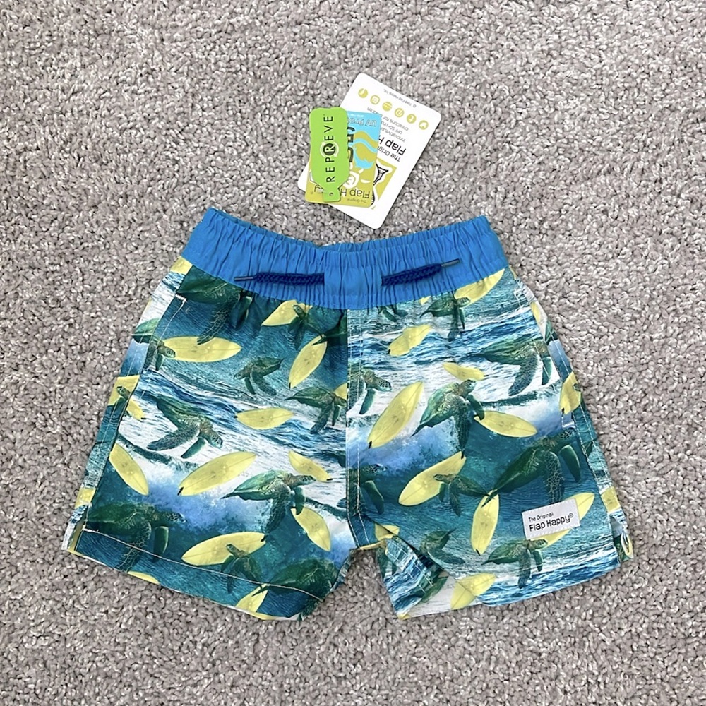 NWT The Original Flap Happy Infant Toddler Boys Swim Trunks - Size 18M